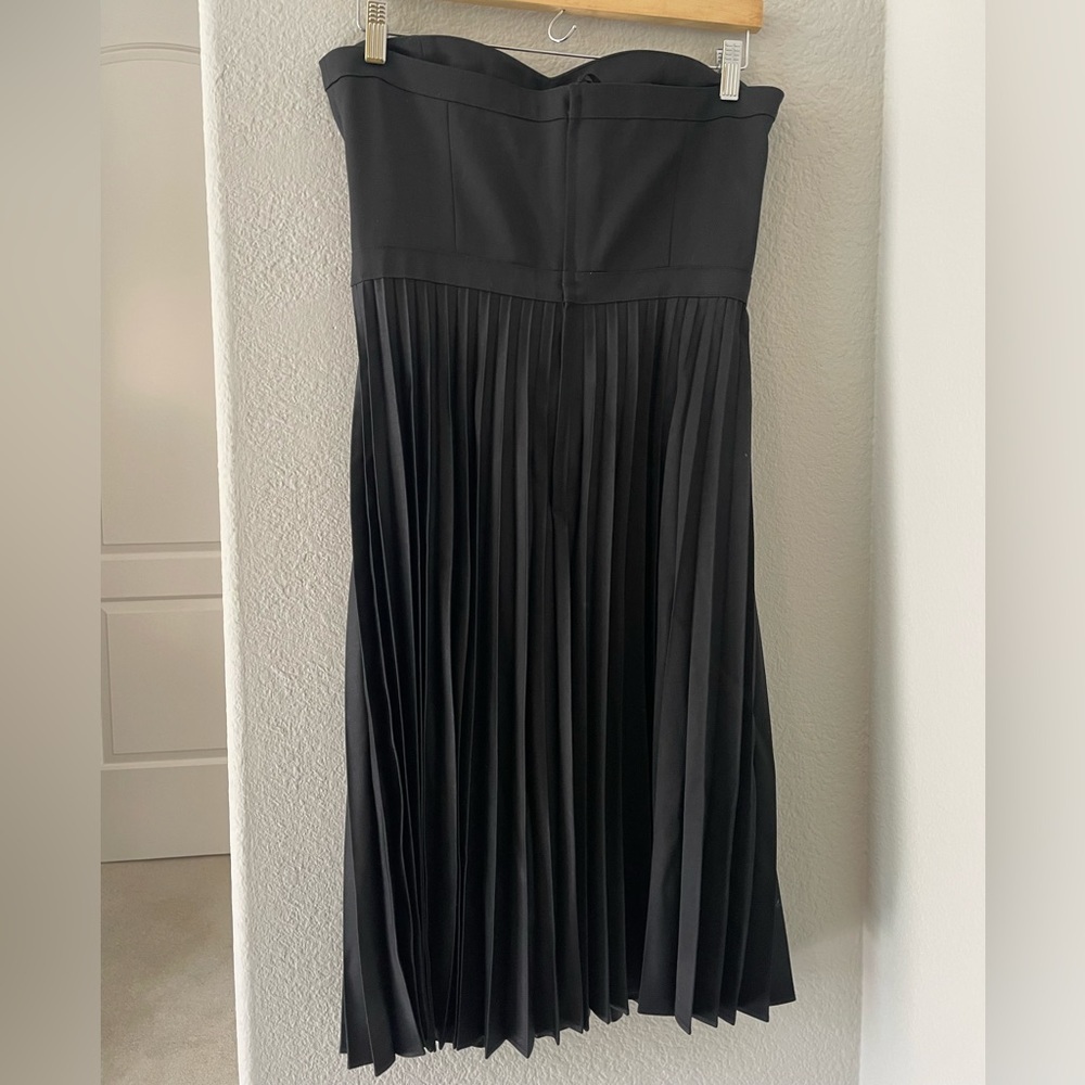 RARE J Crew Black Strapless Virgin Wool Tuxedo Midi Dress, Size 10 - Picture 2 of 4